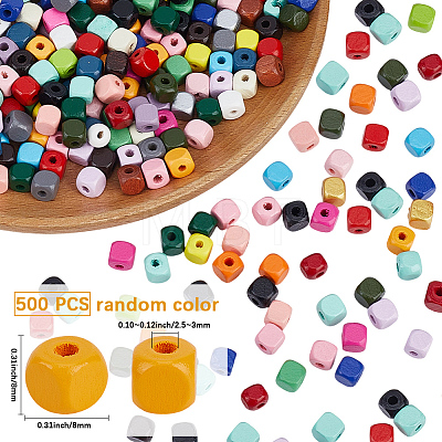 Spray Painted Wooden Beads WOOD-PA0001-53B-1