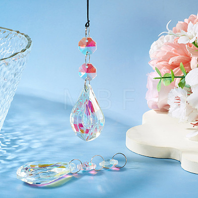 3Pcs Crystal Glass Hanging Sun Catcher AJEW-TADJ0001-08D-1
