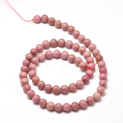 Natural Rhodonite Round Bead Strands G-G735-09-4mm-1