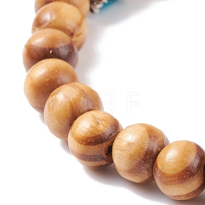 Natural Wood Stretch Bracelet with Gemstone BJEW-JB08222-1