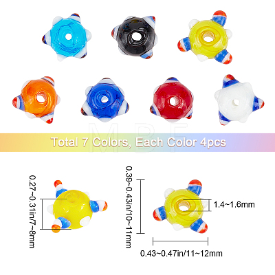28Pcs 7 Colors Handmade Bumpy Lampwork Beads LAMP-SC0001-10-1