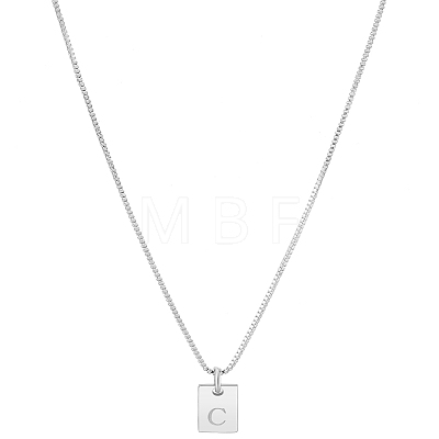1Pc Stainless Steel Letter Rectangle Pendant Necklaces NJEW-LP0001-34C-P-1