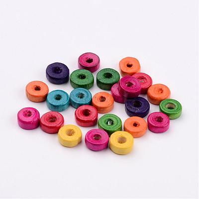 Lead Free Flat Round Natural Wood Beads X-YTB021-1