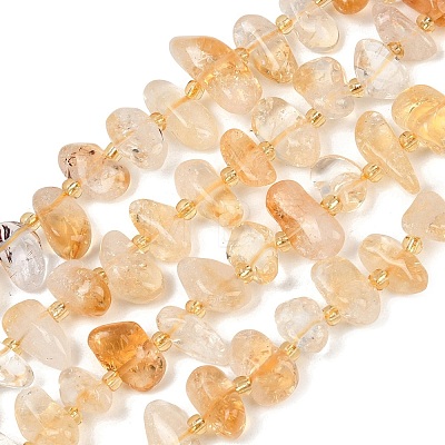 Natural Citrine(Heated) Beads Strands G-K393-B03-1