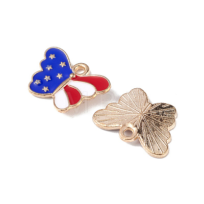 American Flag Style Alloy Enamel Pendants ENAM-K067-41-1