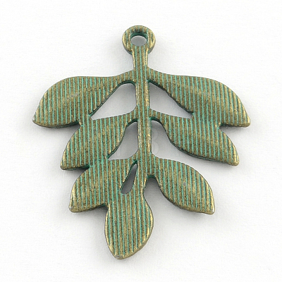 Leaf Zinc Alloy Pendants PALLOY-R065-118-FF-1