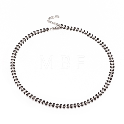 Enamel Wheat Link Chain Necklace NJEW-P220-02P-01-1