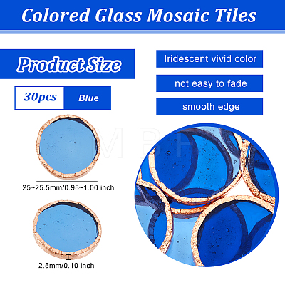 Olycraft 30Pcs Colored Glass Mosaic Tiles DIY-OC0009-45E-1