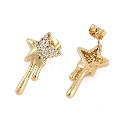 Brass Clear Cubic Zirconia Stud Earrings for Women EJEW-D280-03G-02-1