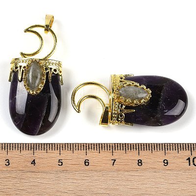 Natural Amethyst Pendants G-L524-17G-07-1