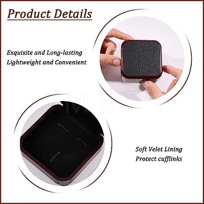 Plastic & PU Leather Jewelry Cufflink Boxes CON-WH0117-14B-1