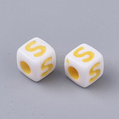 White Opaque Acrylic Beads MACR-R869-01S-1