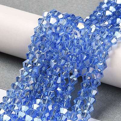 Transparent Electroplate Glass Beads Strands GLAA-F029-3mm-A07-1