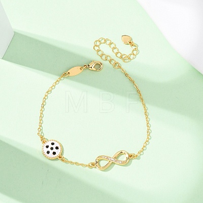 Sports Brass Micro Pave Cubic Zirconia Infinity Link Bracelets LS-BJEW-D386-01E-G-1