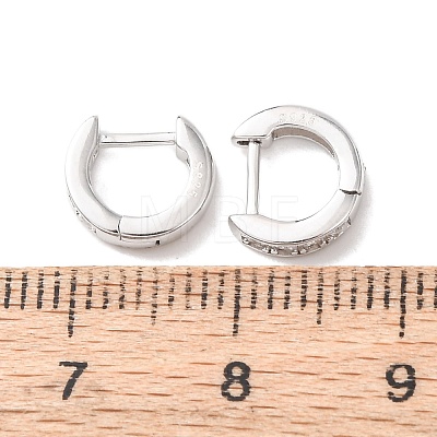 925 Sterling Silver Micro Pave Clear Cubic Zirconia Hoop Earrings EJEW-K317-08P-1