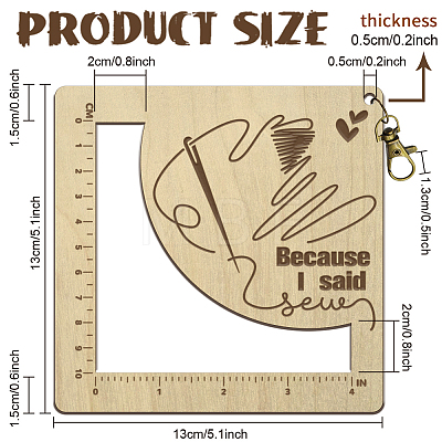 Wooden Square Frame Crochet Ruler DIY-WH0537-005-1