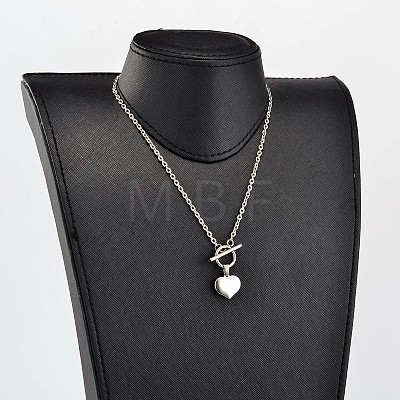 Valentine's Day Heart 304 Stainless Steel Lariat Necklaces NJEW-JN01484-1