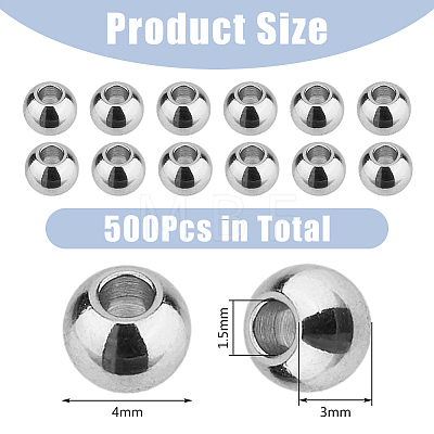 DICOSMETIC 500Pcs 304 Stainless Steel Spacer Beads STAS-DC0015-68-1