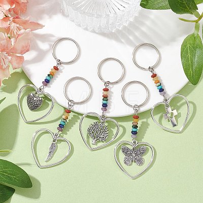 Heart with Wing/Cross/Tree of Life/Butterfly Alloy Pendant Keychain KEYC-JKC00626-1