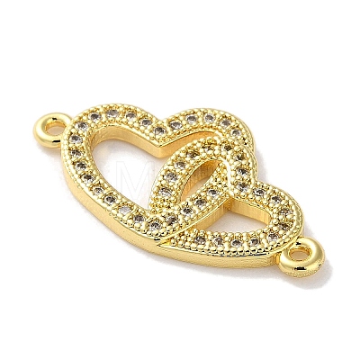 Rack Plating Brass Micro Pave Clear Cubic Zirconia Connector Charms KK-Z039-36G-1