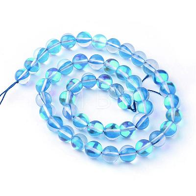Synthetic Moonstone Beads Strands G-R375-6mm-B11-1