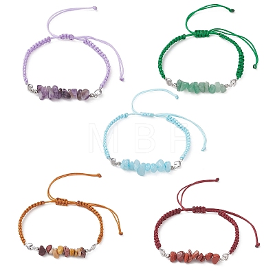 Natural Gemstone Chips Bead Link Bracelets BJEW-JB13104-1