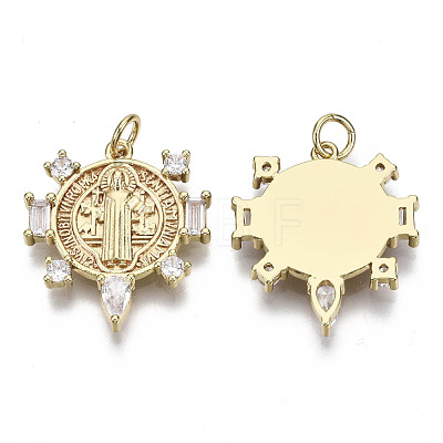 Brass Micro Pave Clear Cubic Zirconia Pendants for Religion ZIRC-N039-078-NF-1