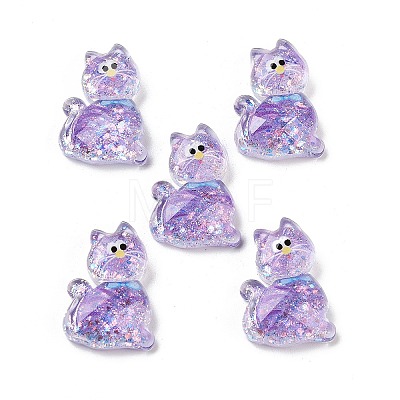 Transparent Resin Bowknot Kitten Decoden Cabochons RESI-M045-07F-1