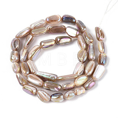 Electroplated Natural Freshwater Shell Beads Strands X-SHEL-T020-33-1