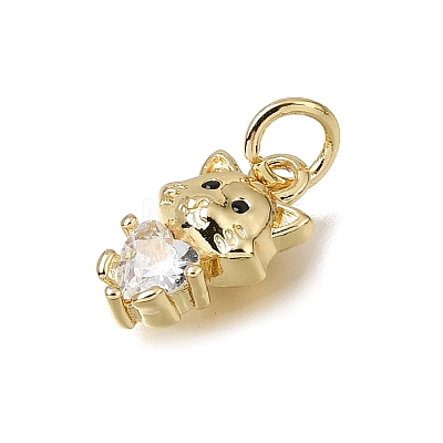 Brass Micro Pave Black Cubic Zirconia Charms CU-L001-18G-08-1