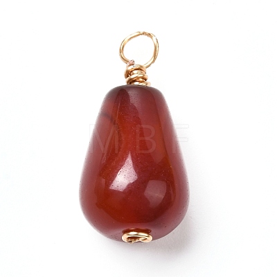 Natural Carnelian/Red Agate Bead Pendants PALLOY-JF00865-1