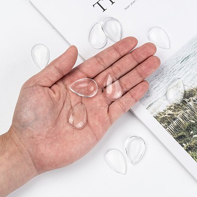 Transparent Teardrop Glass Cabochons GGLA-R024-30x20-1