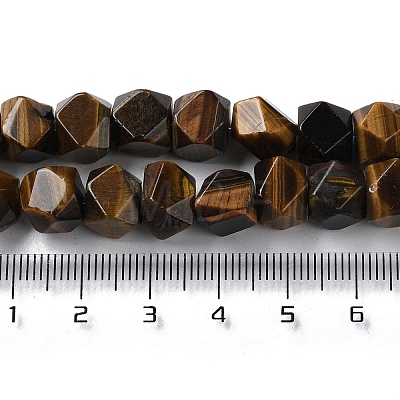 Natural Tiger Eye Star Cut Round Beads Strands G-M418-C03-01-1