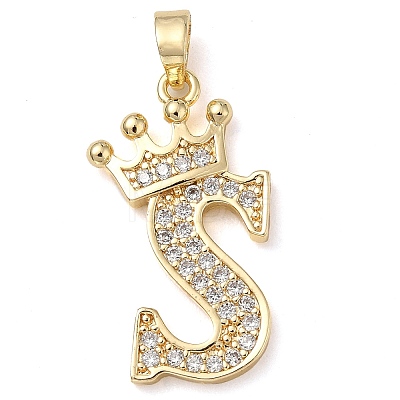 Rack Plating Brass Micro Pave Cubic Zirconia Pendants KK-D535-01S-RS-1