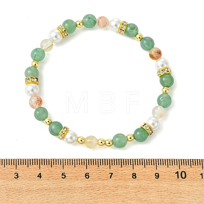 Natural Green Aventurine & Heated Citrine Non-magnetic Synthetic Hematite & Shell Pearl Beaded Bracelets for Women BJEW-JB13895-03-1