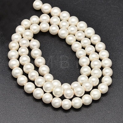 Round Shell Pearl Matte Surface Bead Strands BSHE-M011-08-6mm-1