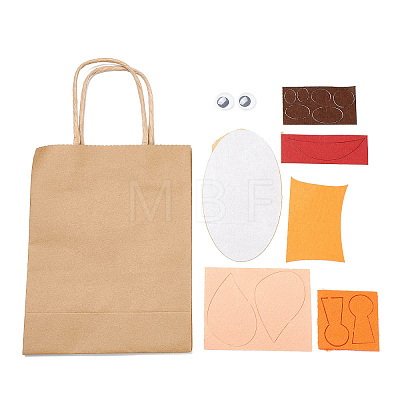 DIY Rectangle with Giraffe Pattern Kraft Paper Bag Making Set DIY-F079-08-1