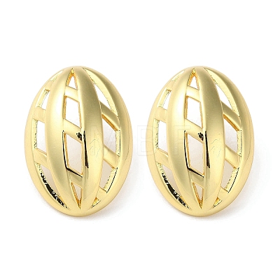 Rack Plating Brass Oval Stud Earring EJEW-H099-07G-1