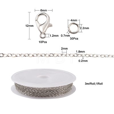 DIY 3m Brass Cable Chain Jewelry Making Kit DIY-YW0005-75P-1