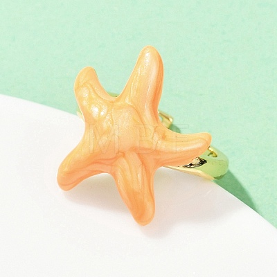 Brass Enamel Adjustable Cuff Rings for Women RJEW-G357-01L-1