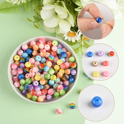 200Pcs Transparent Stripe Resin Beads RESI-SP0001-45-1
