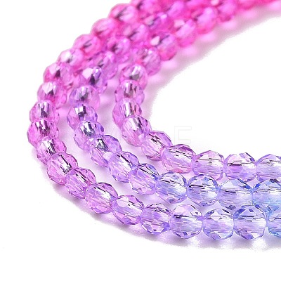 Transparent Gradient Color Glass Beads Strands GLAA-G101-2mm-11-1