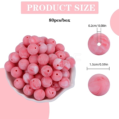 80Pcs Round Silicone Focal Beads SIL-SZ0001-24-28-1