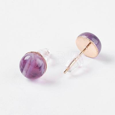 Natural Amethyst Ear Studs EJEW-G223-A11-1