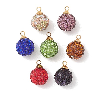 Glass Rhinestone Clay Pave Pendants PALLOY-JF05208-1