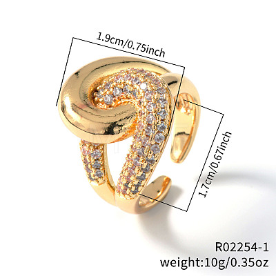 Elegant Brass Pave Cubic Zirconia Double Circle Rings RN9488-1-1