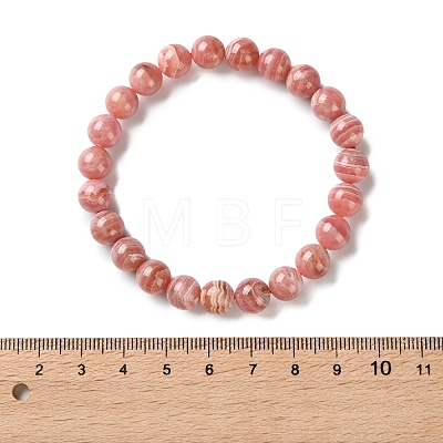 Natural Argentina Rhodochrosite Beaded Stretch Bracelets BJEW-L700-01B-1