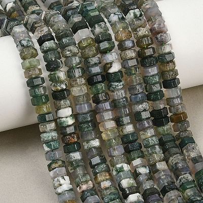 Natural Moss Agate Beads Strands G-G317-A26-3X6MM-1