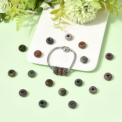 Natural Indian Agate European Large Hole Beads G-Q442-02-1