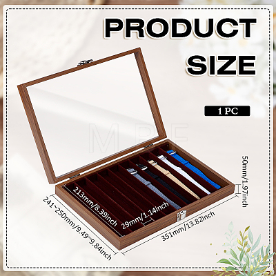 10 Grids Wooden Watch Band Organizer Storage Cases with Visible Window Lid CON-WH0112-078-1